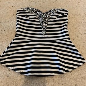 Rue21 Black & White Striped Top